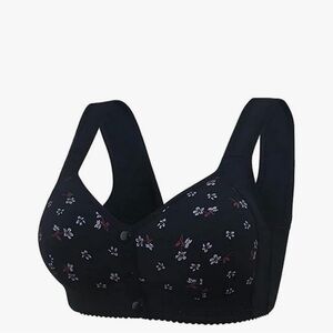 Daisy Bra 3X/2X, black with flower print, NWT